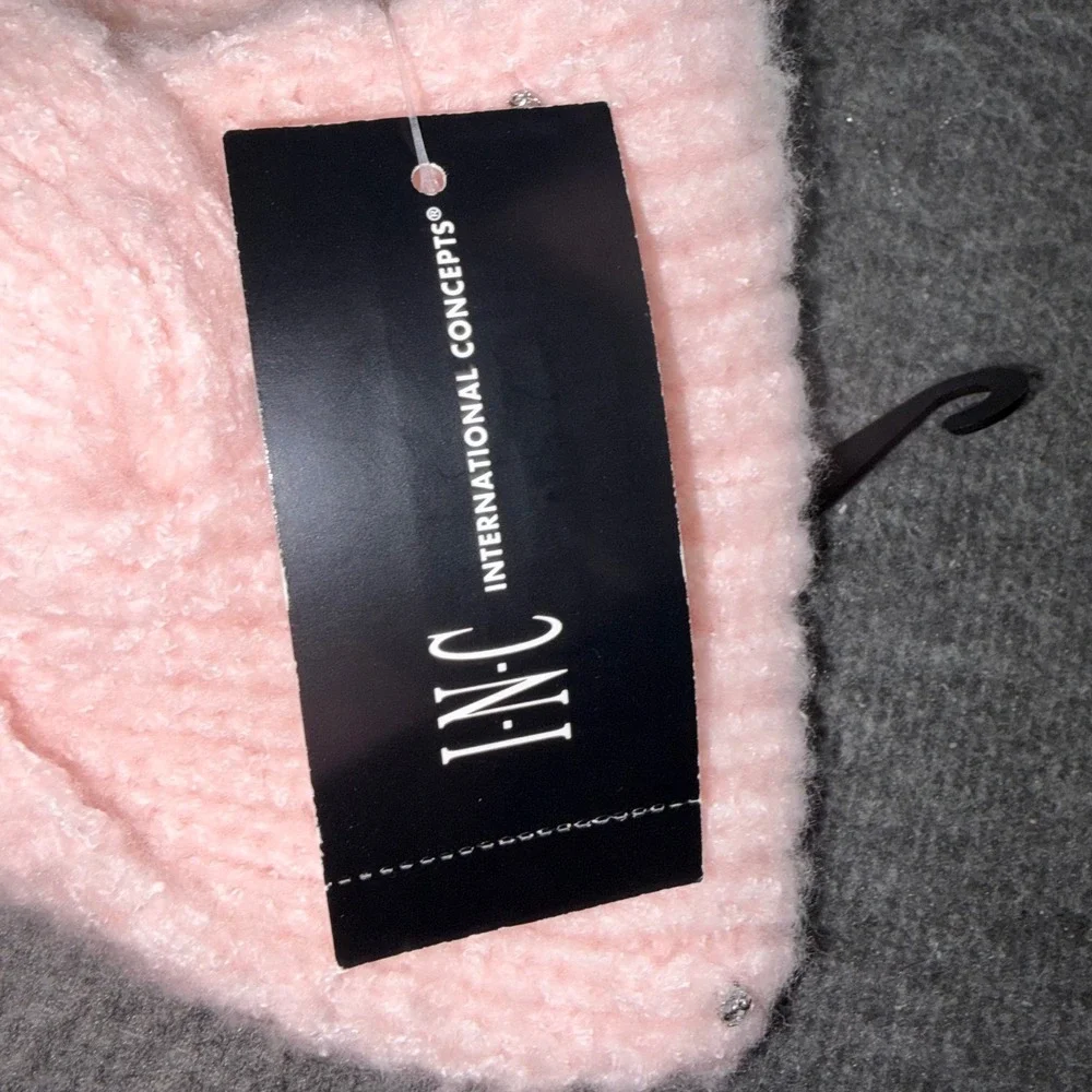 INC International Concepts Pink Rhinestone Twist Knit Headband Ear Warmer NWT
